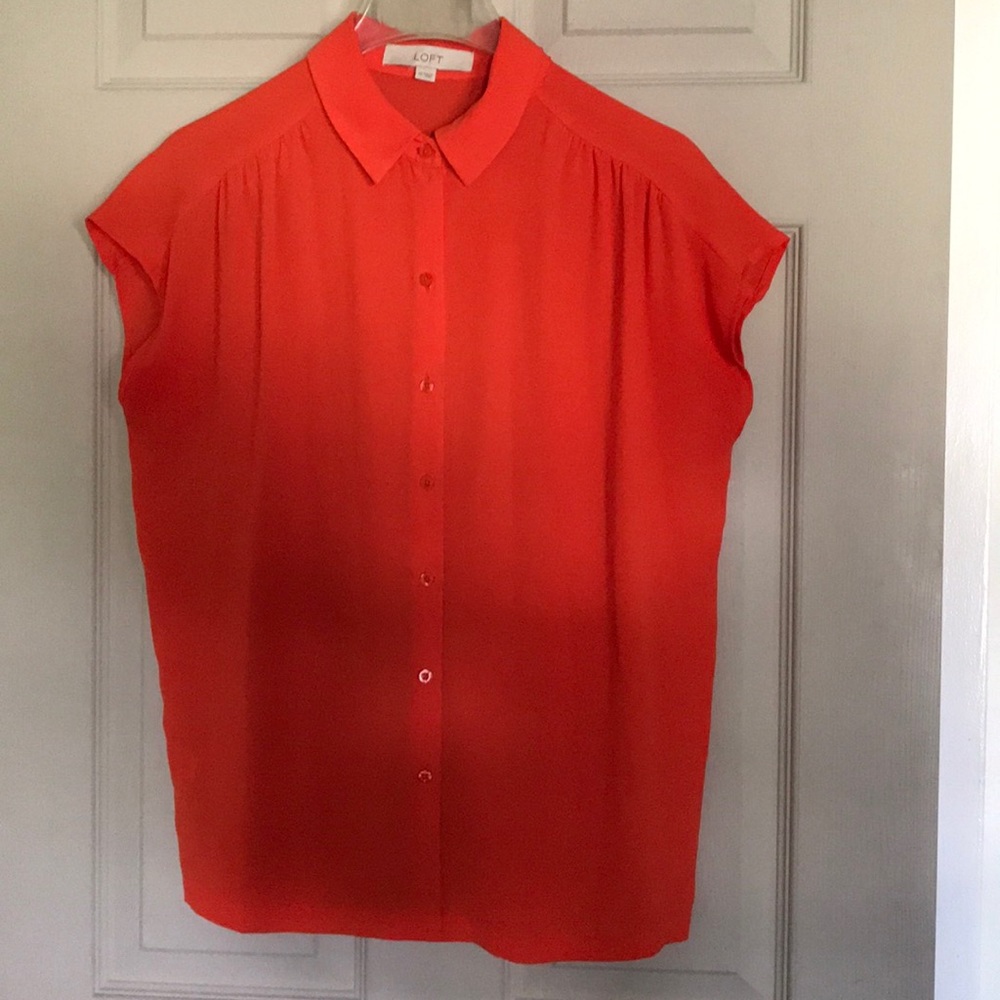 🛍Loft A Slice of Sheer Orange Flowy Blouse